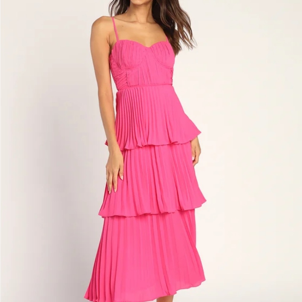 Elegant Pink Tiered Dress